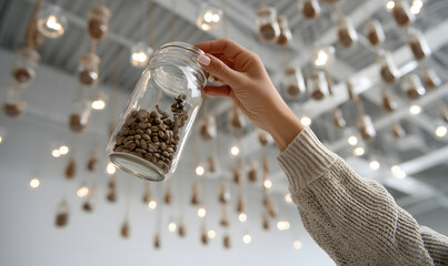 Sustainable business: The businesswoman is running a store for sustainable business, including reusable items such as coffee shops, commercial activities, advertising, finance, wallpaper, backgrounds