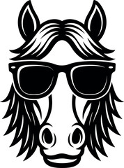 Fototapeta premium Cool Horse with Glasses vector black silhouette print design