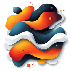 Obraz premium Modern flat vector illustration of friendly employee wave, bold vibrant colors, geometric shapes, clean lines, transparent background.