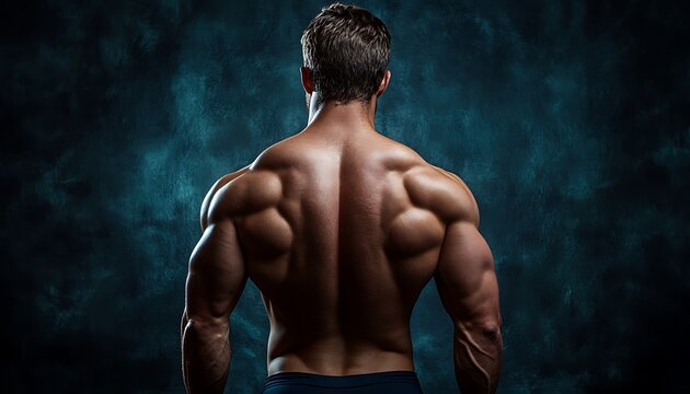 Muscular Man Back Studio Shot