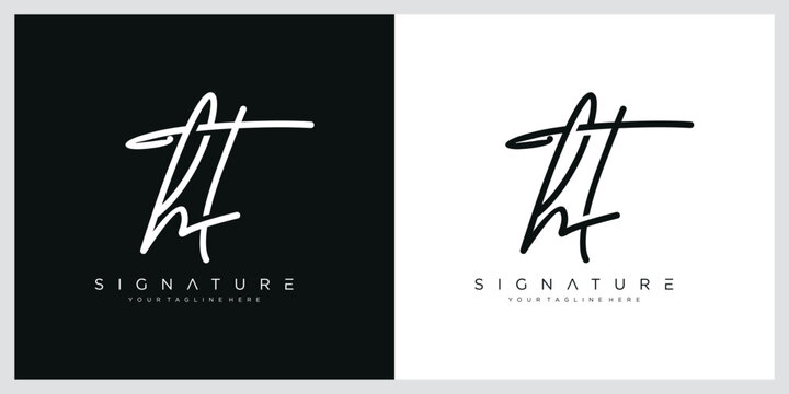 Initial letter HT handwriting logo vector