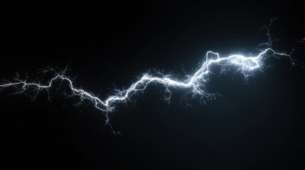 Realistic lightning bolt crack on a black background with intense cinematic lighting effects