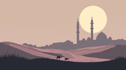 Desert Mosque at Sunset