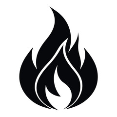 vector fire silhouette icon on white background
