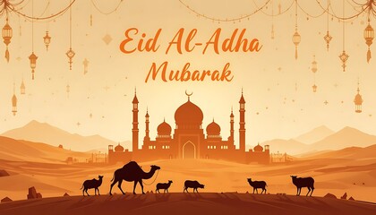 Eid Al Adha Mubarak A heartwarming celebration of faith family and sacrifice depicted in a beautiful desert landscape
