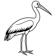 Minimal Painted Stork Vector on White