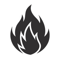 vector fire silhouette icon on white background