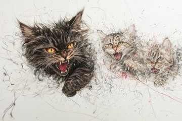 Ferocious Cats in Abstract