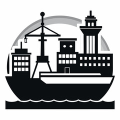 Obraz premium vector of a ship silhouette icon on white background 