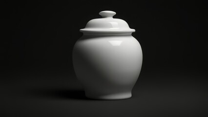 Elegant white ceramic jar with lid, decorative container, kitchen storage, home decor item