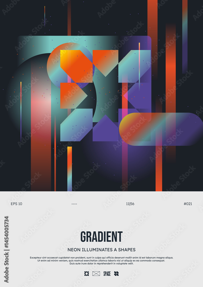 Poster modern abstract poster, raster version of high quality and resolution, artwork with geometric postmo