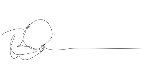 continuous line of baby sleeping.single line drawing of baby sleeping soundly.single line vector illustration of baby product advertisement,baby care and others