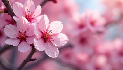 Fototapeta premium Delicate pink sakura blossoms, full bloom, intricate pattern, pretty, illustration