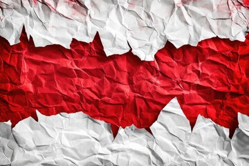 Crumpled Paper with Red Section