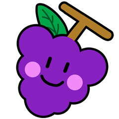 Cute Cartoon Grape – Flat Design Icon