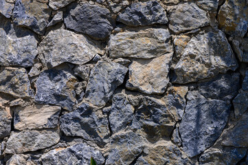 Authentic real stone wall texture, showcasing natural stone in an aged, rustic style. Ideal for architectural, construction, and design-themed projects.