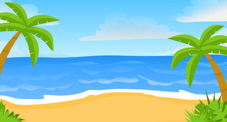 vector beach scenery during the day, good for wallpaper