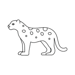 Simple black and white line art illustration of a graceful leopard showing distinctive spot pattern