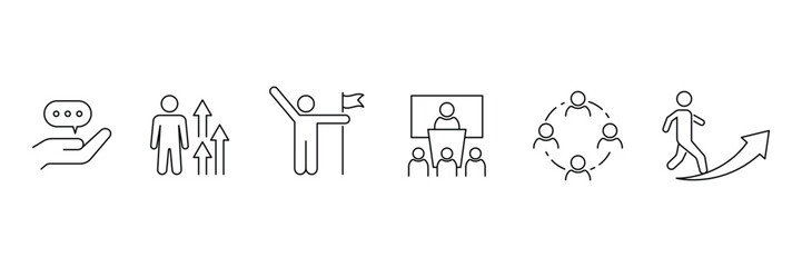 Set of Business teamwork icon collection. Containing team building, meeting, managing symbol vector illustration.