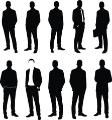 Standing Businessmen Silhouettes Vector Set