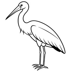 Naklejka premium Minimal Asian Openbill Vector on White