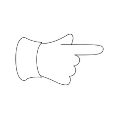 Simple black and white hand pointing right directional symbol illustration showing guide or direction