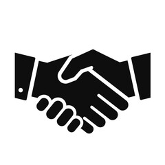 Obraz premium Vector handshake icon, black silhouette, for business agreements