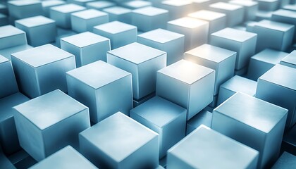 Obraz premium Abstract geometric pattern of many light blue cubes.