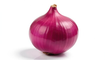 Single red onion, vibrant color, crisp texture, clean white background , red onion, organic, purple