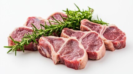 Fototapeta premium Fresh raw veal cutlets arranged in a row
