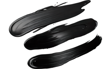 black paint stroke smear on transparent background