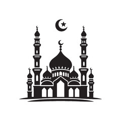 Simple Black and White Silhouette of a Mosque