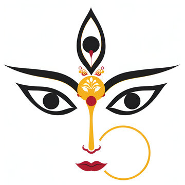 Happy Durga Puja, Hindu goddess durga face vector illustration design.