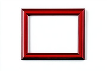 Rectangular picture frame Modern simple design with a bright red border perfect for photo painting or artwork display Trendy contemporary style for gallery interio Isolated on white.