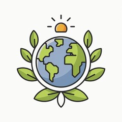 Green leafy globe with a sun shining on it