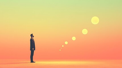 Silhouette of person holding one clear glowing orb while letting go of several dull ones Simplicity and Clarity in Life Intentional Focus and Saying No Minimalism and Disciplined Choice