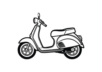 Obraz premium Silhouette of scooter isolated on a white background