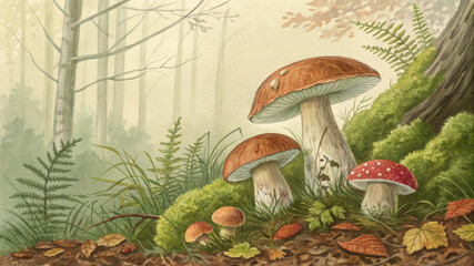 mushrooms in the forest