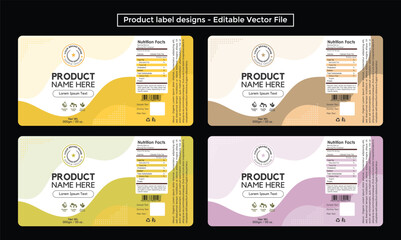 Product label design template, editable vector geometric pattern modern food labels print ready, cosmetic packaging design, pharma packaging jar labels, supplement bottle label design set illustration