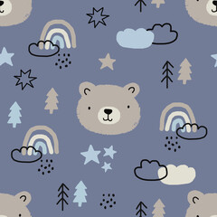 Winter seamless pattern design. Repeating design. Print for kids clothes