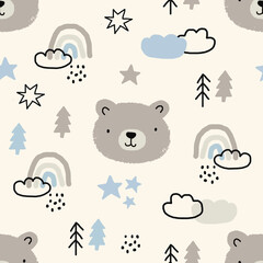 Winter seamless pattern design. Repeating design. Print for kids clothes