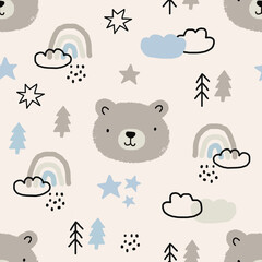 Winter seamless pattern design. Repeating design. Print for kids clothes
