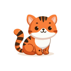 Cute Cartoon Cat Standing Adorable Vector Animal Character