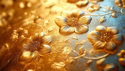 Ornate gold floral design, beautifully detailed and embossed.