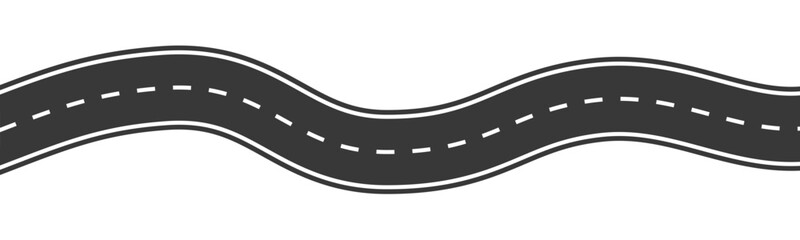 Wavy road, winding curves asphalt road