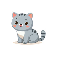 Cute Cartoon Cat Standing Adorable Vector Animal Character
