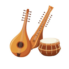 Wooden instruments showcasing rich musical heritage  PNG on a transparent background.