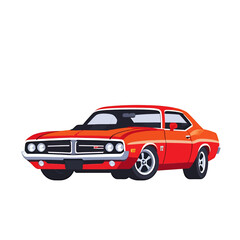 Obraz premium Retro Red Muscle Car Illustration For Marketing Use