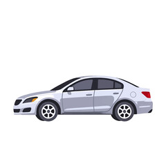 Silver Sedan Car Illustration For Web Design, Marketing