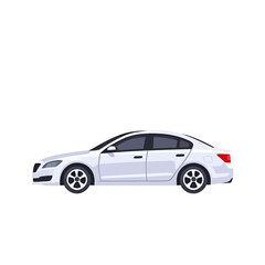 White Sedan Car Illustration For Web Design, Marketing
